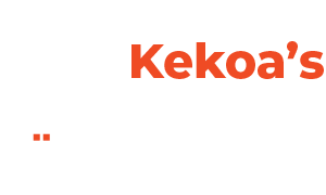 Logo for Kekoa's Renovation in white and electric orange